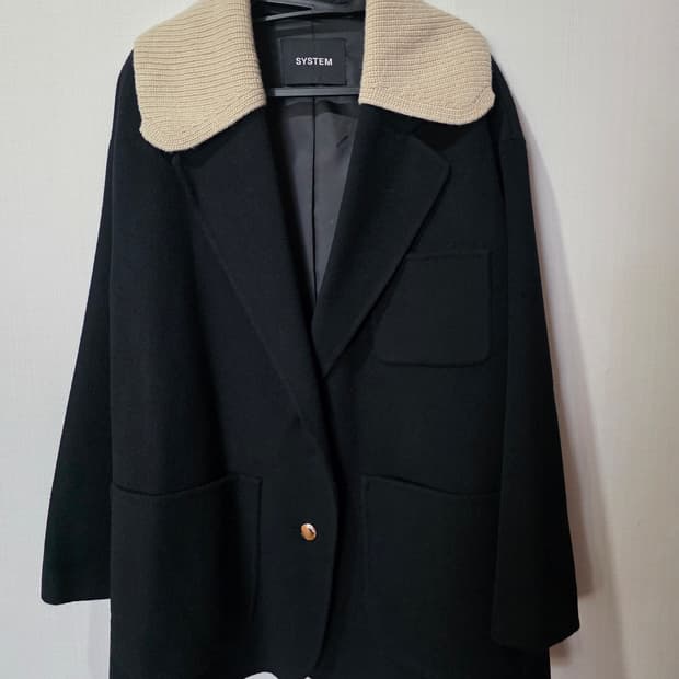 시스템 캐시미어 블랙 코트