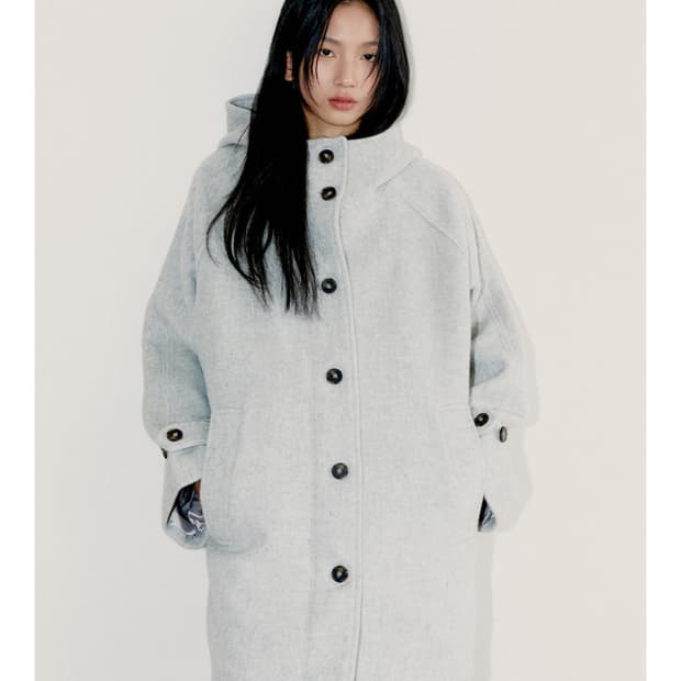 오피쉬 하프 울 코트 그레이