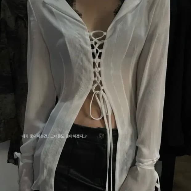 Bohemian seoul , laceup shirts -white