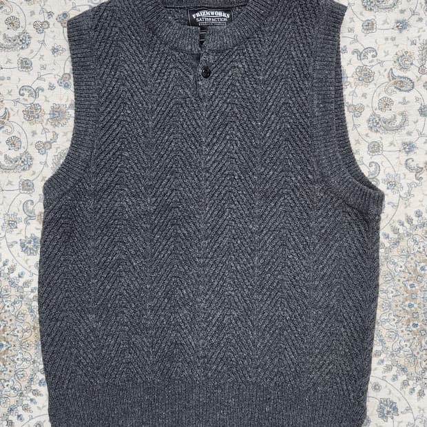 프리즘웍스 헤링본 니트 베스트 조끼 L