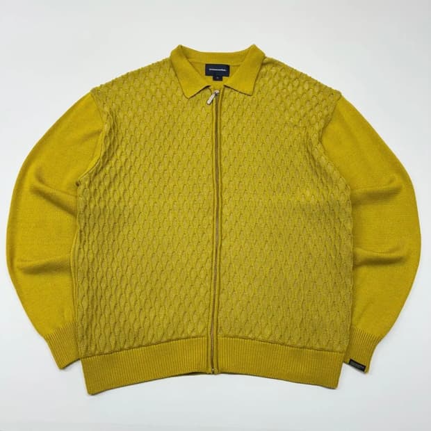 디스이즈네버댓 니트 집업 가디건 옐로우 xl