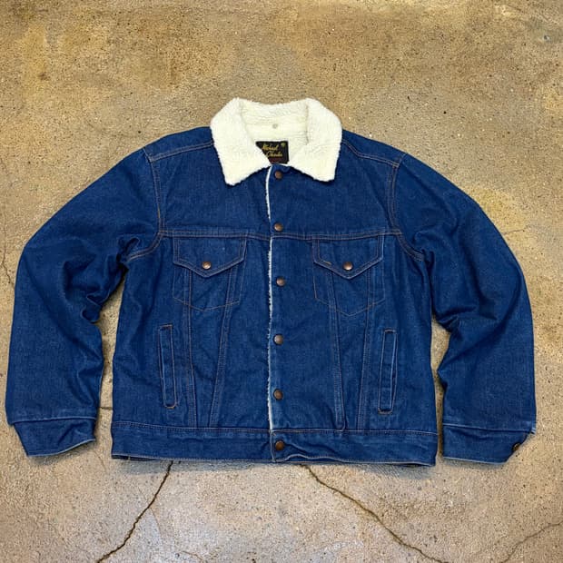 새상품급 90s Made in USA 미쉘 진청 쉐르파 양털 조끼 청자켓