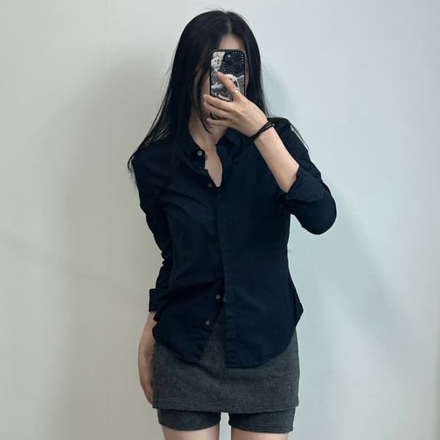 알마니 익스체인지 네이비 솔리드 셔츠