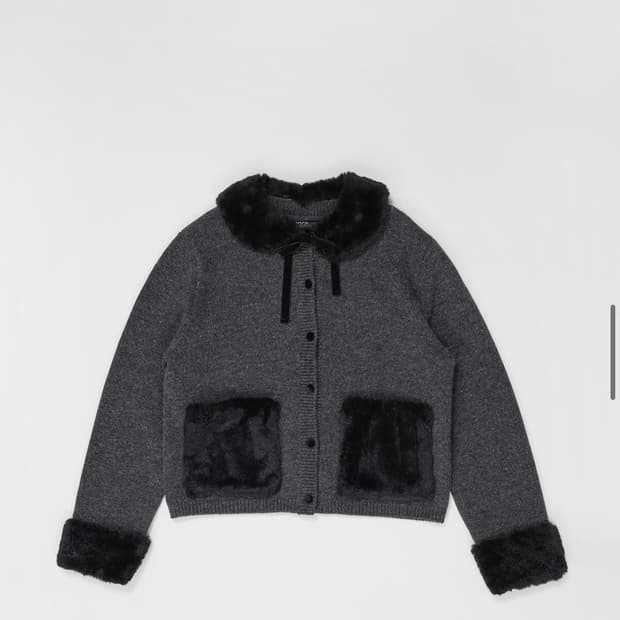 실사o 복복 플러피 가디건 그레이 M