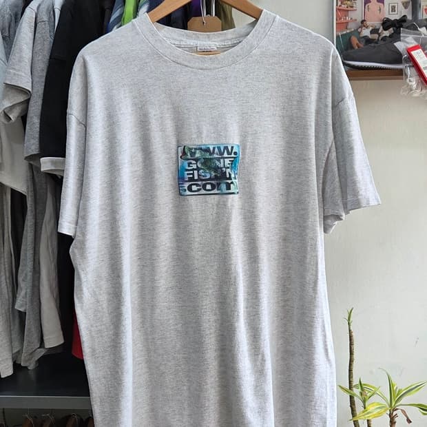 90s 싱글스티치 물고기 홀로그램 델타 빈티지티셔츠