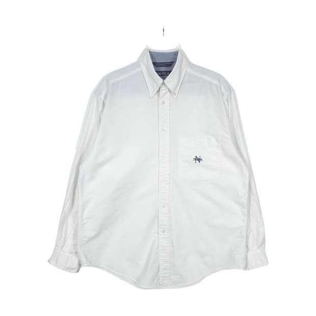 NAUTICA 화이트 버튼다운 옥스포드 셔츠 M