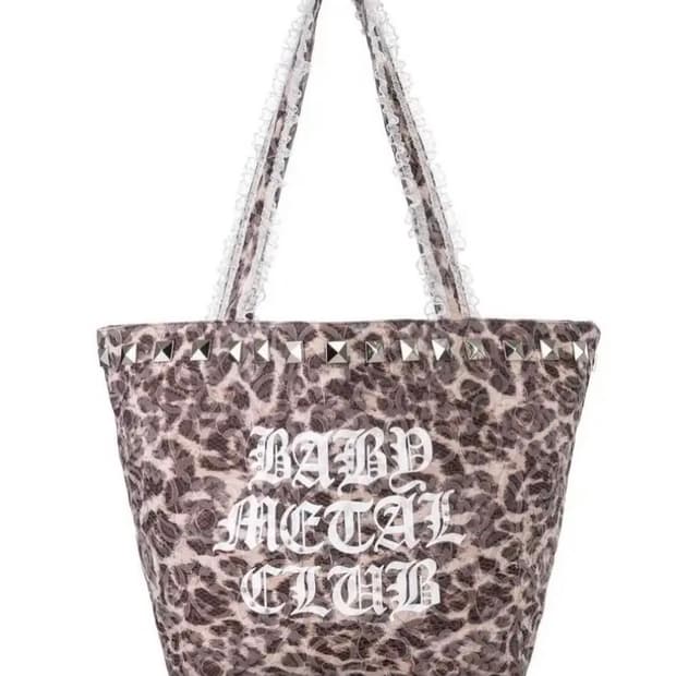 베이비메탈클럽 가방 레오파드 레이스 스터드 토트백 베메클