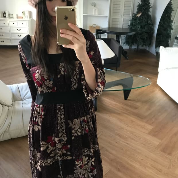 vintage velvet pattern one-piece