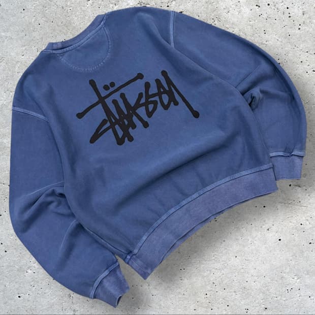 [M] 스투시 피그먼트 블루 워싱 맨투맨 티셔츠 B731