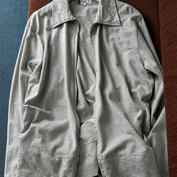 High count cotton micro stripe zip jacke