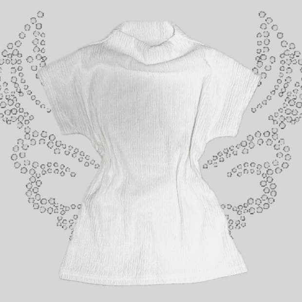 빈티지 엔젤 카울넥 반팔셔츠 (착샷o)