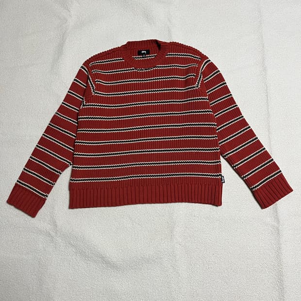 스투시 스트라이프 청키 니트 크루넥