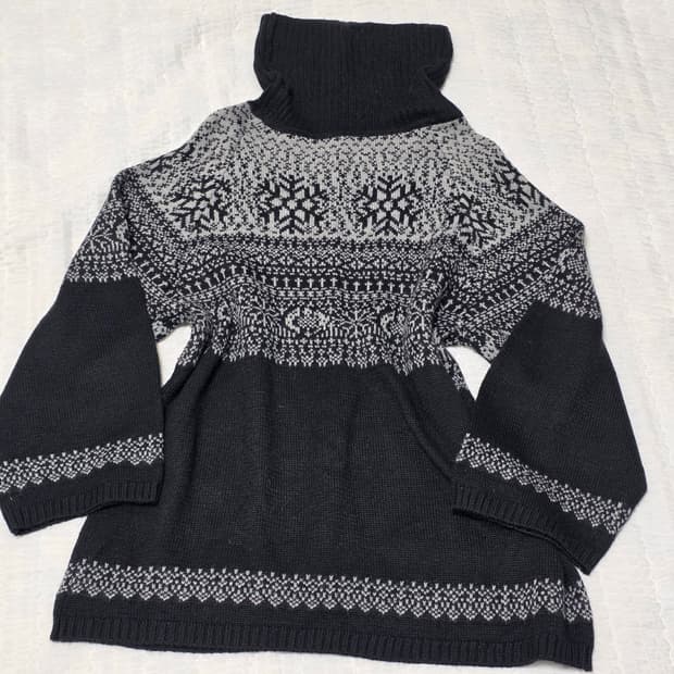 일본빈티지)블랙모리걸st 노르딕 터틀넥 겨울연말패턴 니트스웨터