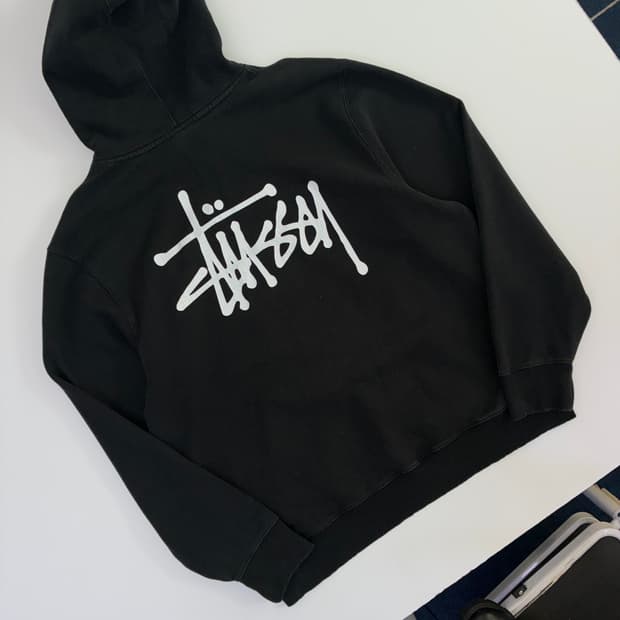 Stussy 스투시 블랙 스탁 빅로고 후드티