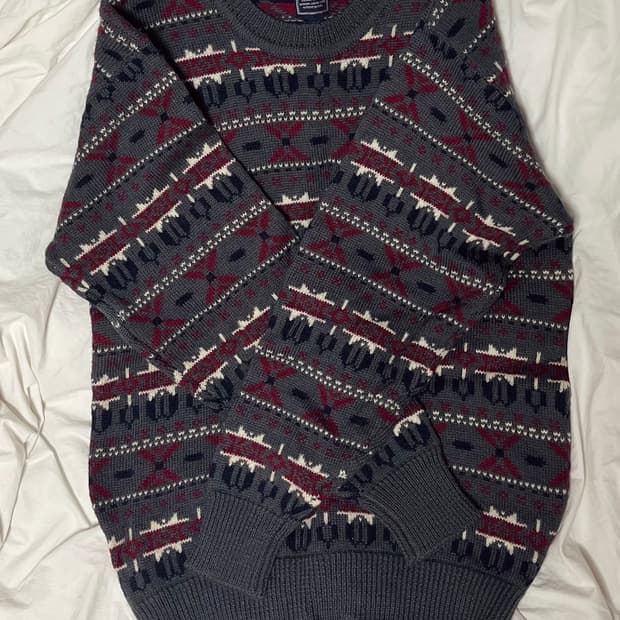 일본빈티지 패턴 니트 스웨터