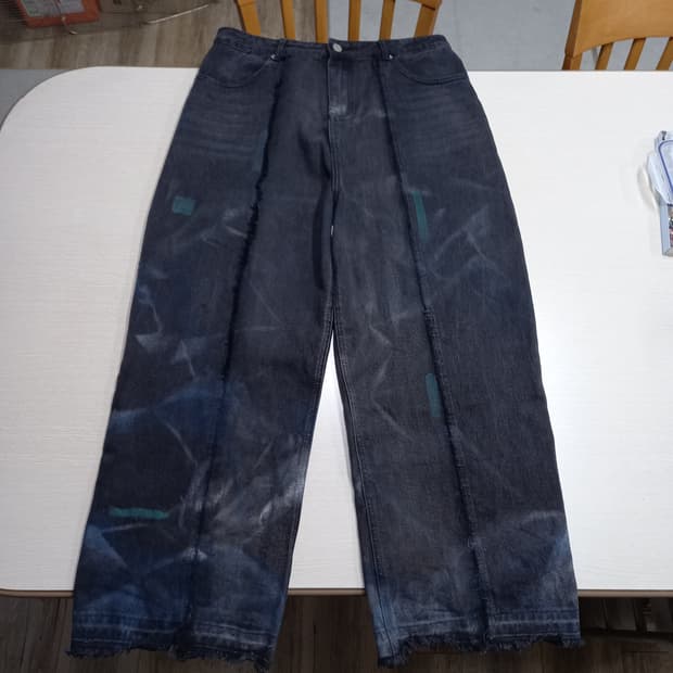 34 JEANMONEY 와이드 크롭진 블랙 커스텀 34-557