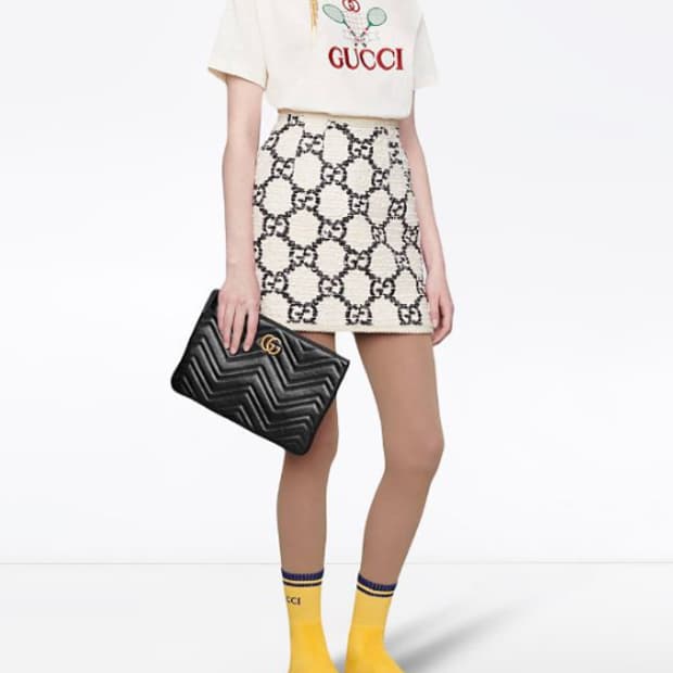 GUCCI 구찌 정품 마몽 클러치백 블랙 금장 쉐브론 마테라세 레더파우치