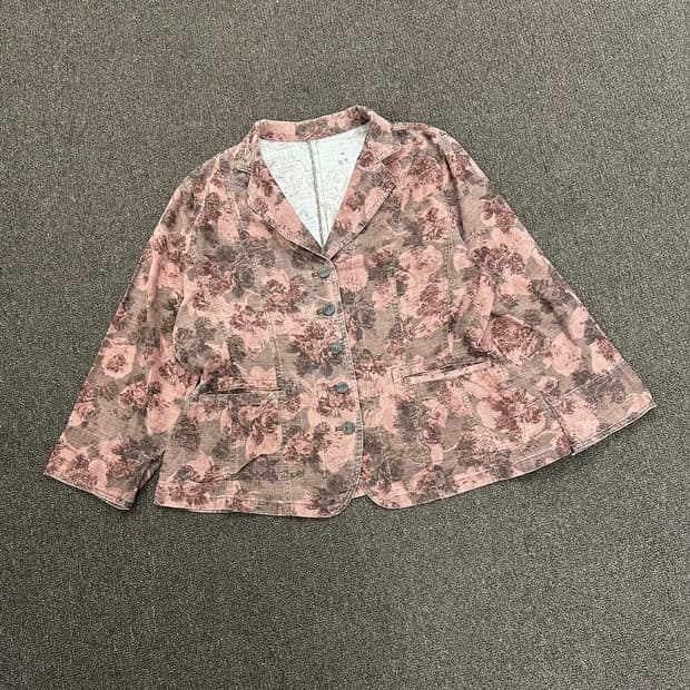 XL)Japanese vintage 여성 플라워 패턴 자켓