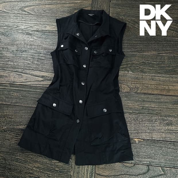 [도나카란 뉴욕] 멀티 포켓 롱 야상 베스트 블랙 M20207