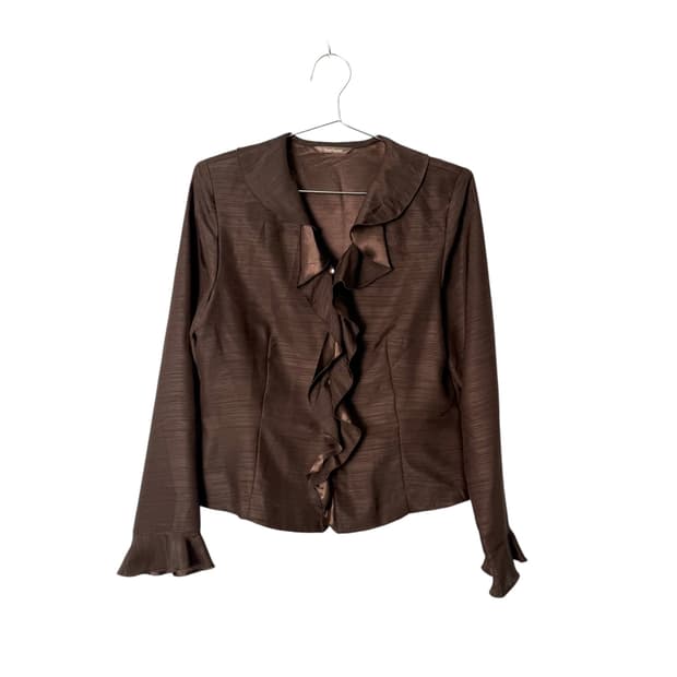 vintage glossy ruffle blouse