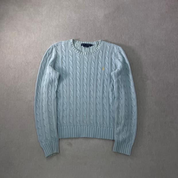 W95 폴로랄프로렌 스카이블루 꽈배기 니트