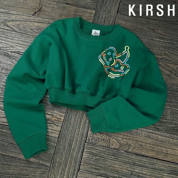 [키르시] 그래픽 프린팅 크롭 맨투맨 카키 M19079