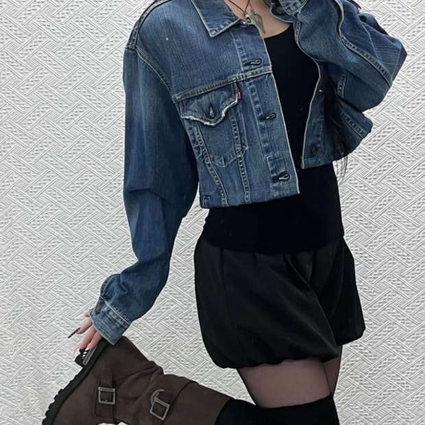 리바이스 70550 빈티지 커스텀 크롭 데님 자켓 M C10586