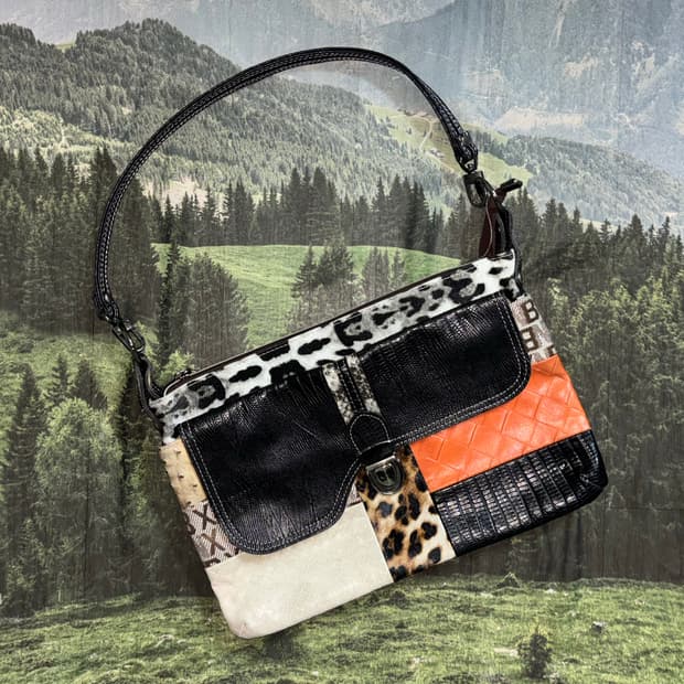 bnx 빈티지 가죽패치워크 숄더백