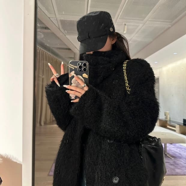 파리지앵바이브 오버핏 롱코트 퍼자켓