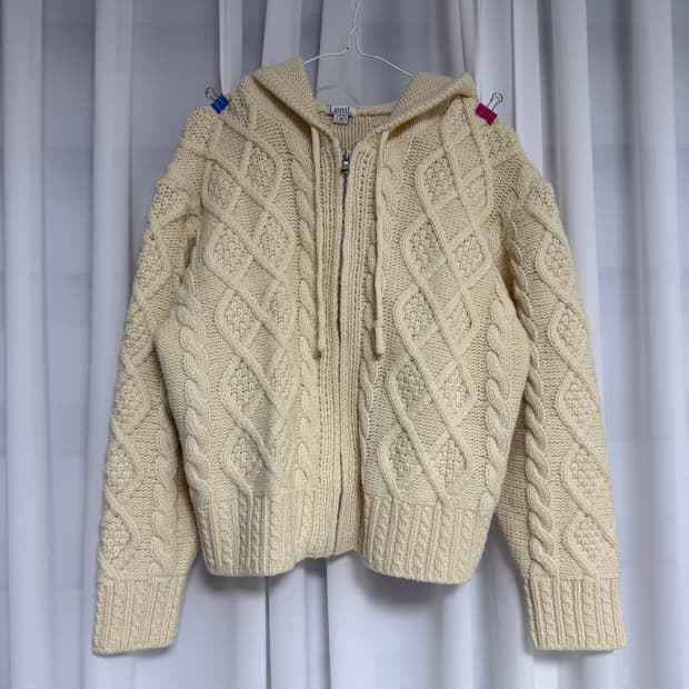 [르닐] PICCO KNITTED HOODIE - BUTTER