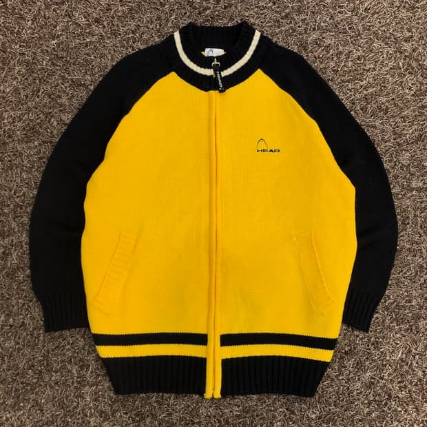헤드 빈티지 울 니트 집업 자켓