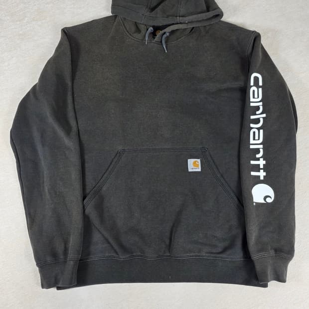 칼하트(Carhartt) 소매 레터링 로고 패치 오리지널핏 기모 후드티