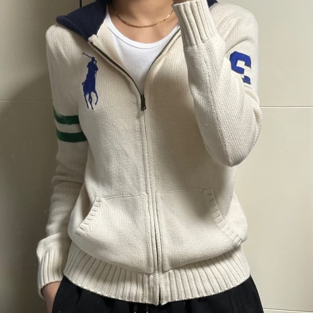 폴로 랄프로렌 빅포니 화이트 후드집업