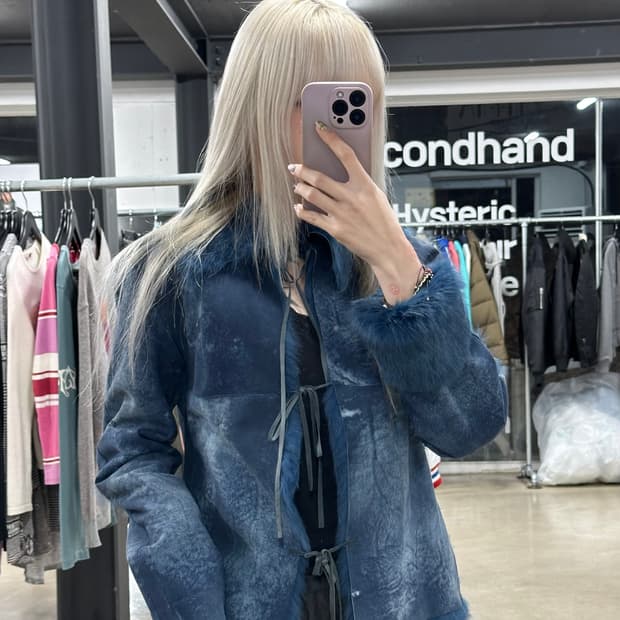 네이비 빈티지 래빗퍼 자켓