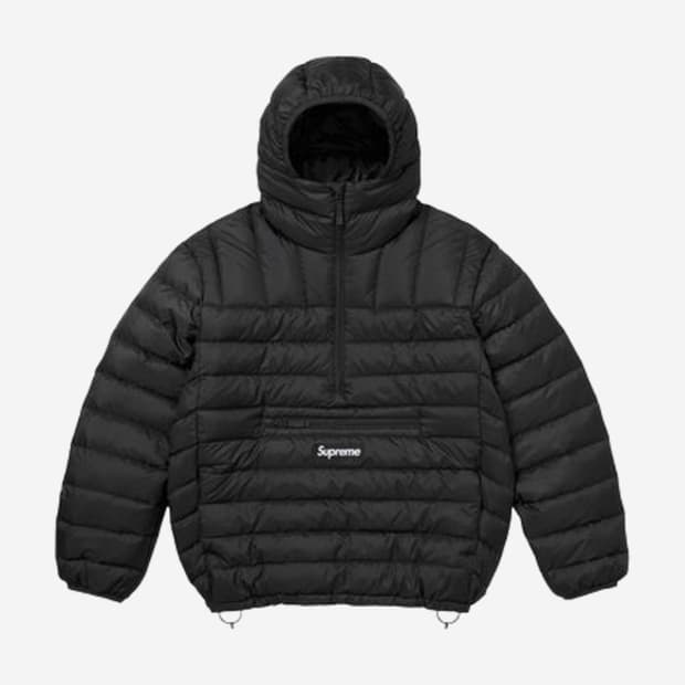 슈프림 마이크로 다운 하프 집 후드 풀오버 블랙 25FW