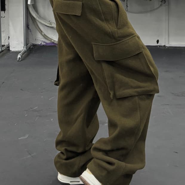 Beams 빔즈 울 카키 카고팬츠