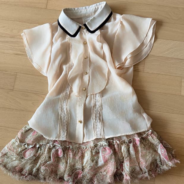 리즈리사 엑시즈팜깔 블라우스 스커트 세트