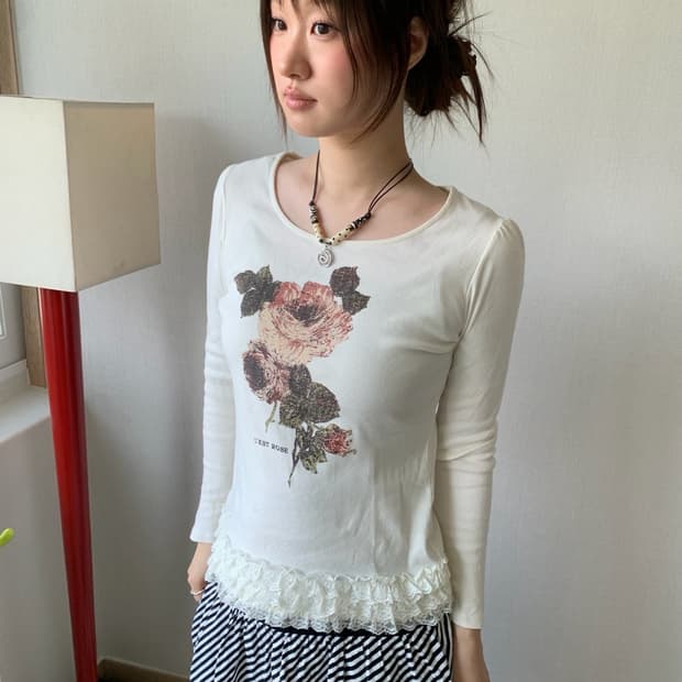 lest rose, frill top
