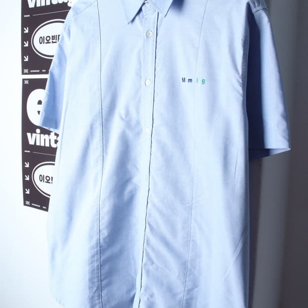 (M-XL) 엠엠엘지 반팔 카라 티셔츠 셔츠 남방 연블루-H33006