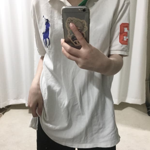 폴로 랄프로렌 화이트 네이비 오렌지 럭비 PK 카라 반팔 티