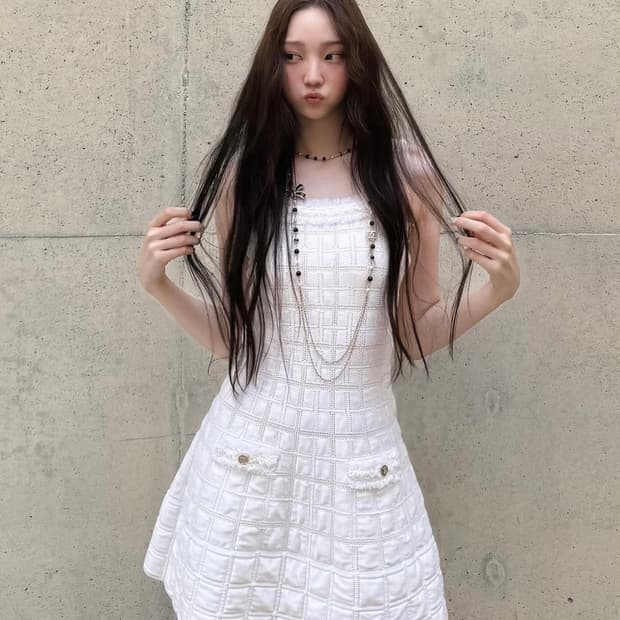 25AW 샤넬 실크 퀼팅 원피스