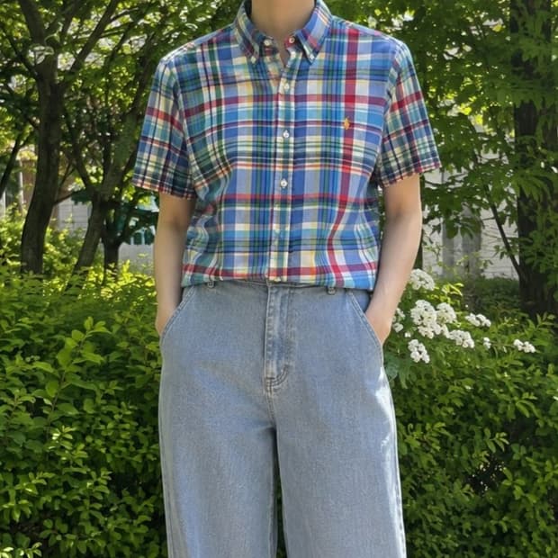 55~66 POLO 폴로 랄프로렌 반팔 셔츠 멀티 컬러 타타솔 체크