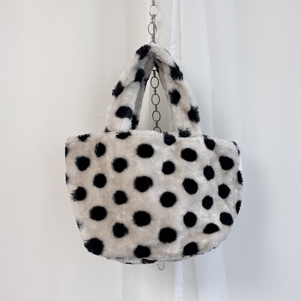 ROOTOTE big polka dot fake fur tote bag