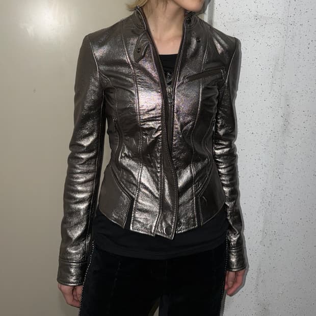 돌체앤가바나 메탈릭 레더 자켓