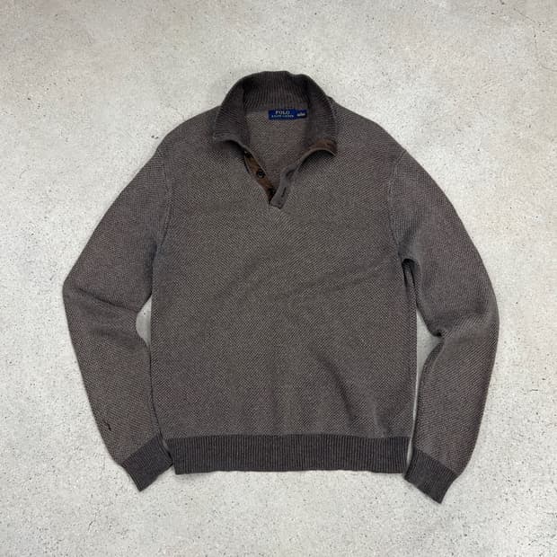 폴로 랄프로렌 배색 실크 카라 니트