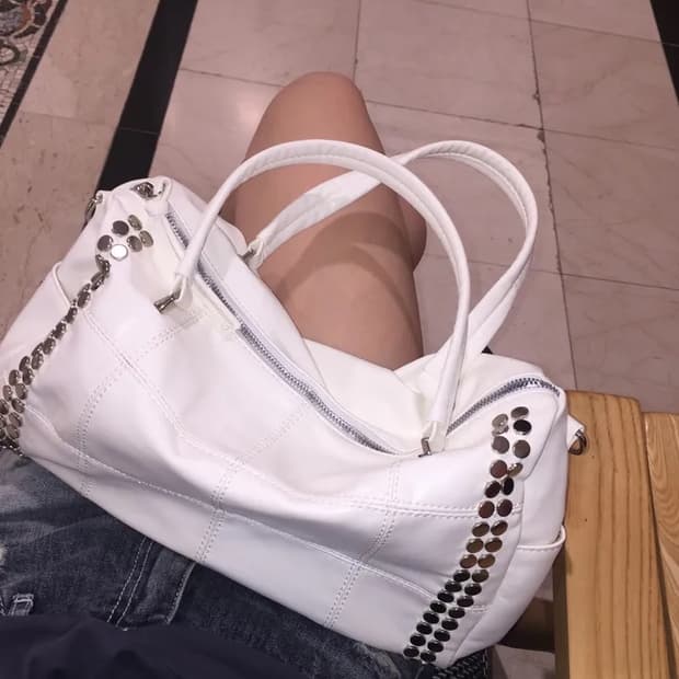 빈티지 스터드 레더 투웨이 숄더백 