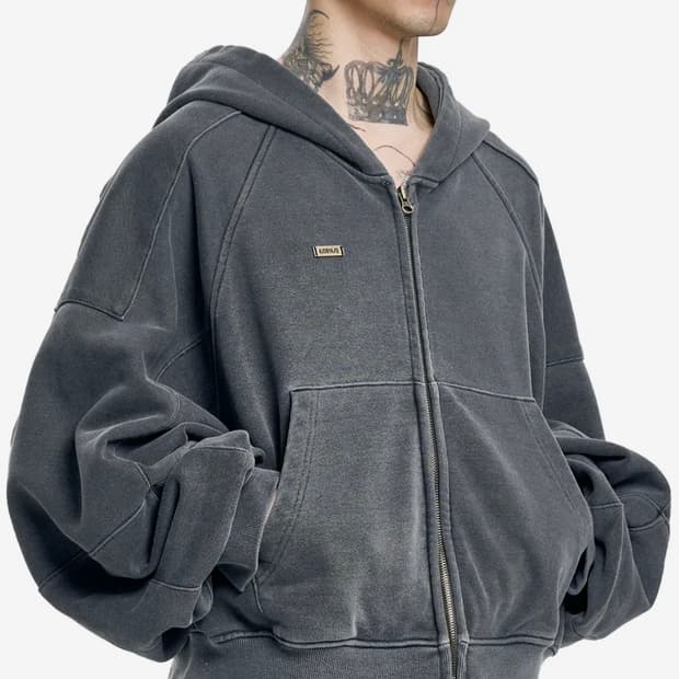 [L]. 단종된 아조바이아조 크롭 후드집업 [CHARCOAL]