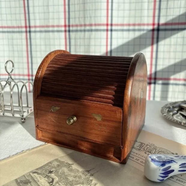 빈티지 롤탑 우드함 보석함