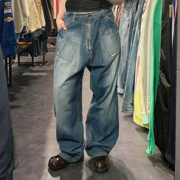 [IM] ROYALBLUE 데미지 힙합 데님 팬츠 중청