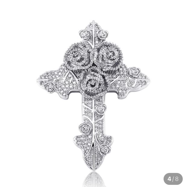 릴우지버트 로즈십자가 아이스 팬던트 체인 목걸이 힙합아이스목걸이